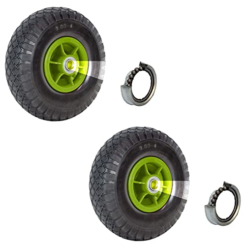TRUTZHOLM 2x Sackkarrenrad 260x85 mm 3.00-4 Bollerwagenrad, Luftrad, Ersatzrad, 4 Lagen, luftbereift 20mmØ