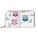 Produktbild JHGFG Mode Handtasche Reißverschluss Brieftasche Vektor Set Bunte Eulen Birkenbaum Telefon Kupplung Geldbörse Abendkupplung Blockieren Leder Brieftasche Multi Card Organizer