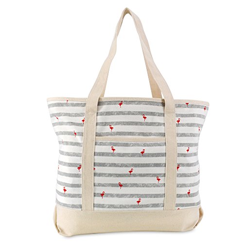 Bolsa tote de algodón DALIX 22" gris flamingo miniatura 2