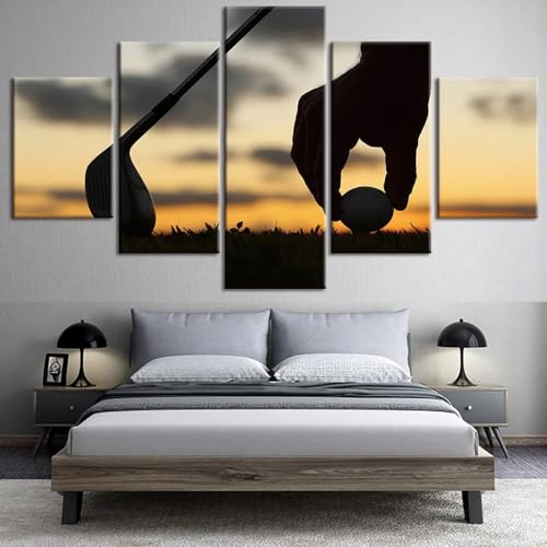 Impression sur toile 5 parties de golf pour decoration murale maison et salon