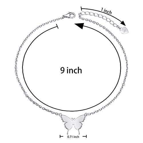 Image of S925 Sterling Silver Anklet for Women Adjustable Plus Foot Ankle Bracelet