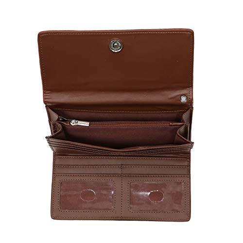 Women's RFID Blocking Tri-fold Clutch Wallet for Ladies (Mahogany)3