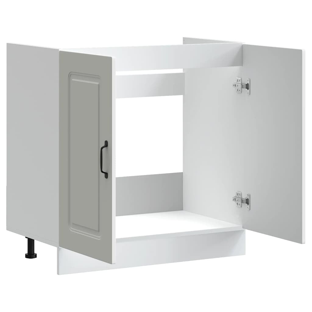 Kalmar szafka pod zlewozmywak, biała, materiał drewnopochodny, 80 x 46 x 81,5 cm, z miejscem do przechowywania i regulowanymi nóżkami, do kuchni i jadalni, szafka kuchenna z drzwiami i