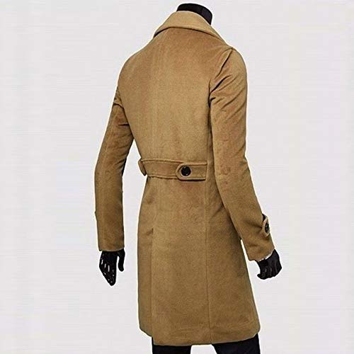 RTRDE Mens Trench Coat Notched Lapel Long Length Jacket Double Breasted Fall Winter Overcoat Casual Peacoat, M-3XL4