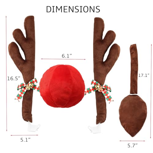 NUJOVI Premium Reindeer Antlers for Cars - Car Christmas Decorations Antlers with Nose and Tail Auto Accessories by NUJOVI - Image 3