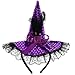 OULII Kids Halloween Headband with Feather Witch Hat for Costume Dress up Party Supplies (Purple)
