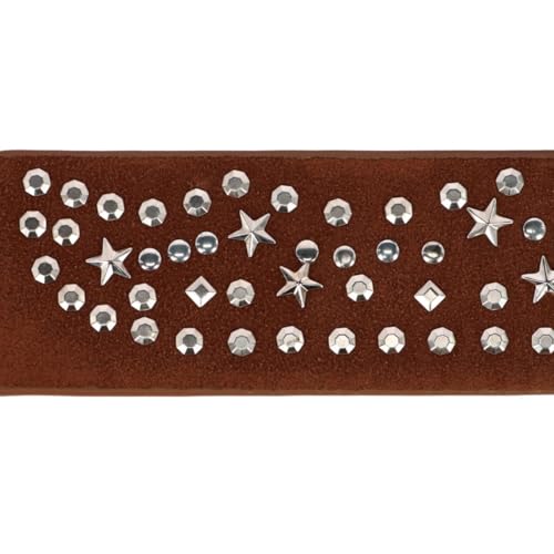 CTM Women's Star Sequin Faux Suede Belt3