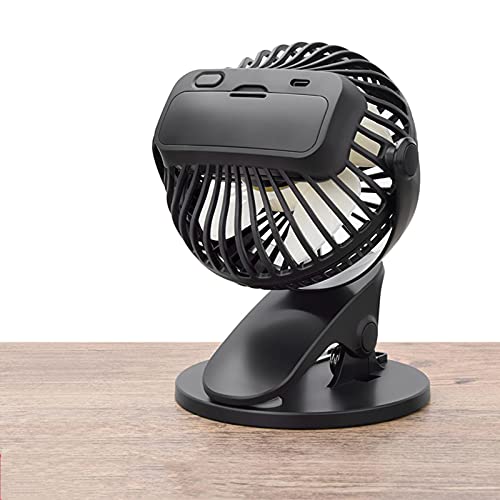 Mini ventilateur de bureau portable calme avec pince USB noir - 2