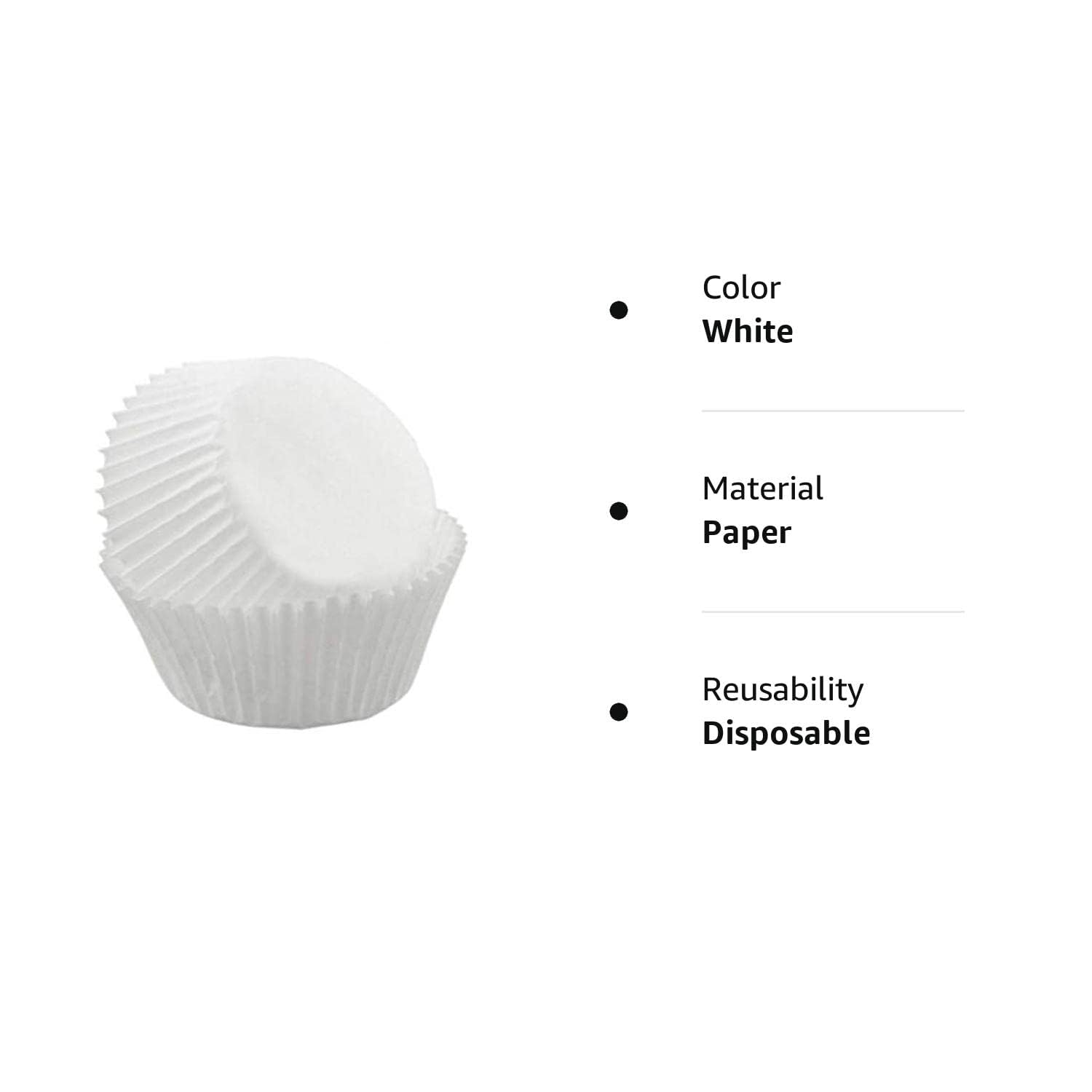 Pastry Chef's Boutique - White Greaseproof Paper Chocolate Candy Cups No.4-1''x3/4'' - White - 200 pcs