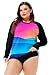 UV Shirt Women Plus Size Quick Dry Print Rash Guard Shirts Long Sleeve Gradient Print Bathing Suit Tops 6XL