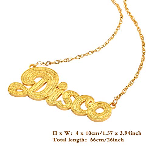 2 Pieces Disco Set Includes 1 Pair of Rock Star Costume Sunglasses and 1 Piece Disco Sign Necklace 50's 60's Gold