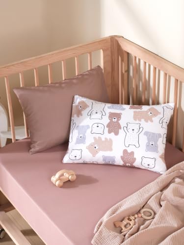Image of TILLYOU Toddler Pillowcases 13 x 18 Travel Pillow Case 2 Pack, Kids Pillowcases Machine Washable with Envelope Closure, Boonie Cubs