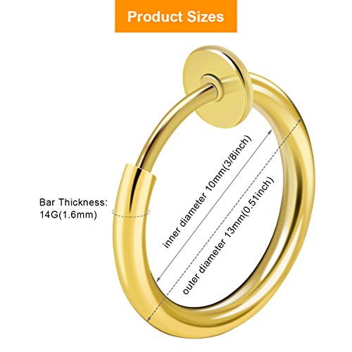 CrazyPiercing 8 pcs of Surgical Steel Clip on Non-Pierced Hoops Fake Nose Lip Ear Rings Piercing2