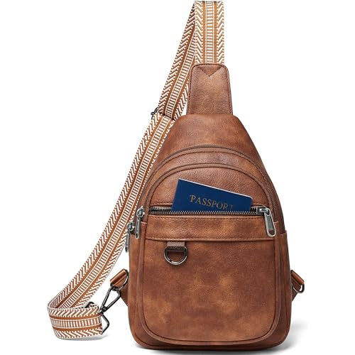 Image of GEMIU Sling Bag Crossbody Bags for Women Fanny Pack Backpack Anti Theft Over Shoulder Bag for Travel Brown