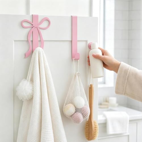 Porte-serviettes nœud rose et crochet de porte haut de gamme - 8