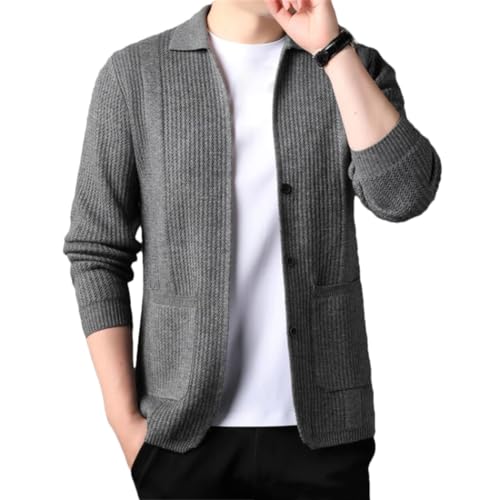 Men's Autumn Solid Color Long Sleeve Cardigan Daily Commuter Sweater Fashion Hollow Out Lapel Cardigan