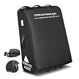 RAYMACE Padded Stroller Travel Bag for Airplane,Stroller Gate check bag with Wheels Fits UPPAbaby Vista V2,Cruz V2(Remove Rear Wheels), Travel Safe Protection Storage Bag, Patterned Design,Black