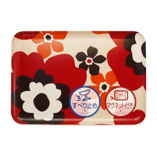 TATSU-CRAFT(タツクラフト) マグネットトレー L 39cm フフラ SR サンシャインレッド 滑り止め マグネット トレー 北欧 キッチン プラスチック 長方形 おしゃれ お盆 カフェ 滑らない 洗える 可愛い 子ども 日本製