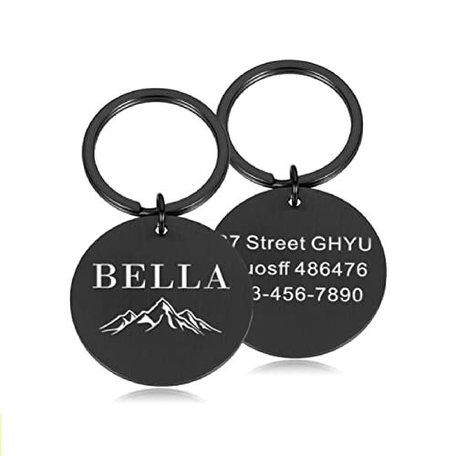 Gravure Personnalisé Dog Tag Pendentif Chiens Collier Pour Animaux De Compagnie Accessoires Étiquette D'identification Nom Personnalisé Adresse de Téléphone ID d'animal pour Chat Chiot, Noir-C Cover