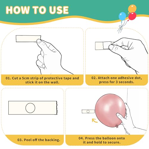 1200 Pieces Adhesive Glue Dots with 131ft Wall Protection Tapes, Protect Your Walls, Removable Double-sided Glue Tapes for Wall Balloon Decoration, Sticky Point Tapes for Crafts, Party, Birthday - Image 4