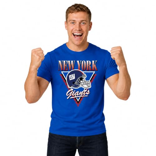 Team Fan Apparel NFL Adult Retro Triangle Unisex T-Shirt, Tag-Less Comfortable Football Apparel, Officially Licensed (New York Giants - Royal, Large)