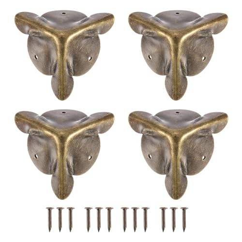 Image of uxcell 12 Pcs Box Edge Guard, 30mm Decorative Box Corner Cover, Corner Protector, Vintage Stair Dust Corners with Screws, Bronze