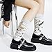 LOHO WONDERZ 2 Pairs White Slouch Socks with 21 Pcs Sock Charms Pins Jewelry for DIY Socks Shoes Hat Clothing Accessories (White)