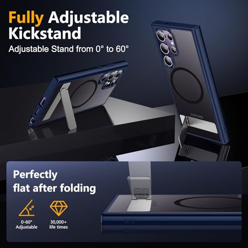 Image of SPIDERCASE Magnetic for Samsung Galaxy S24 Ultra Case, [3 Stand Ways][ Military Grade Drop Protection] with Invisible Stand Shockproof Slim Case for S24 Ultra 6.8'', Blue