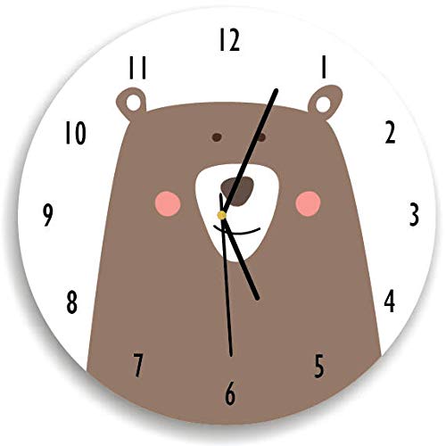 Tr73ans Bear nursery wall clock, Bear wall clock, Bear clock, Woodland nursery, Woodland nursery decor, kids room