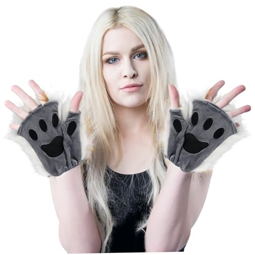 Guantes de medio dedo tipo pata de gato peluda, el accesorio ideal para regalar en cosplay