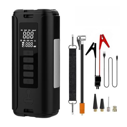 Battery Jumper Starter Portable (9.0L Gas/6.5L Diesel) with 150PSI Auto-Shutoff Air Compressor, 12V Lithium Car Jump Box