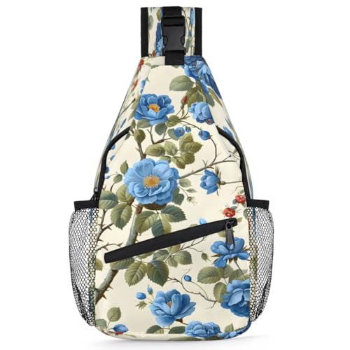 Bolso Sling unisex con estampado floral, para viaje y senderismo