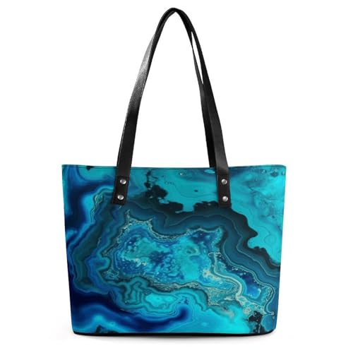 Grand sac à bandoulière souple en cuir turquoise haut de gamme