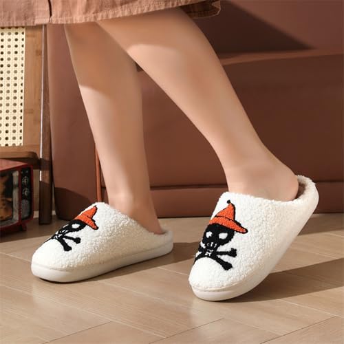 Image of Womens Mens House Slippers Retro Comfy Warm Plush Slip on Fluffy Memory Foam Home Sippers for Winter Indoor Outdoor
