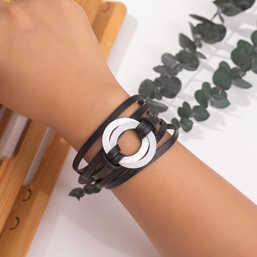 FANCY SHINY Infinity Leather Wrap Bracelets Boho Cuff Bracelets Cute Stackable Bangle with Magnetic Clasp Jewelry Gifts for Women2