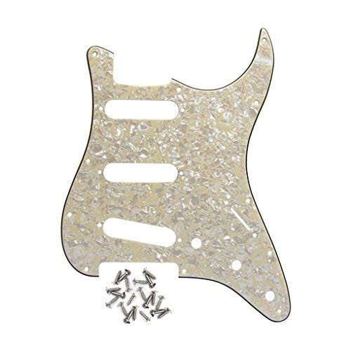IKN 11 Hole SSS Strat Guitar Pickguard Scratchtete para Fender EE. UU. / Stratocaster estándar de fabricación mexicana estilo moderno, perla envejecida de 4 capas, tornillos de montaje Cover