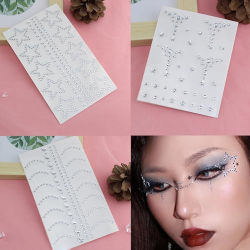 Image of NOOEPC Face Gems Hair Gems, Self-Adhesive Face Jewels Eye Jewels Rhinestones DIY Face Gems Stick on, Hair Body Rhinestones Gems Crystals Pearls for Face Eyes Makeup Body, Crafts