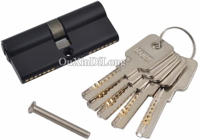 thumb turn euro cylinder lock, 1Pcs Black Pure Brass Mortise Door Lock Cylinder Core Lock Gall Repair Parts + 5 Keys 70mm/80mm/90mm Lock Cylinders (Color : 70mm Single Open) ( Color : 60mm Single Open