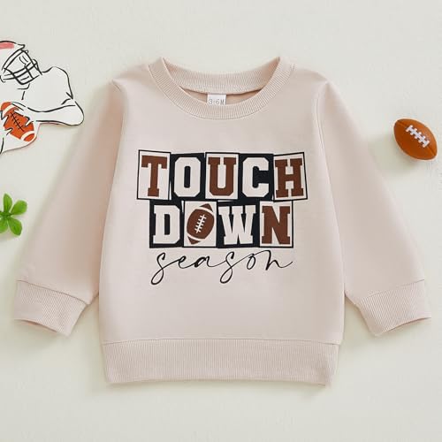 Toddler Baby Boy Football Outfit Letters Print Crewneck Sweatshirt Long Sleeve Pullover Shirt Tops Cute Fall Winter Clothes2