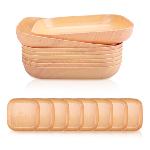 imposyu 8 Pièces Assiettes Service de Table Vaisselle en Plastique Reutilisable Assiette Camping pour Salade Pâtes Fruits Desserts Fête Maison Bureau (20×20CM)