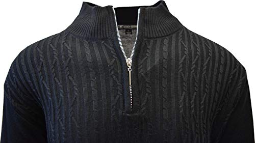 Stacy Adams Men's Sweater, Solid Cable Knit Twist (Xxl, Black) #TOP2