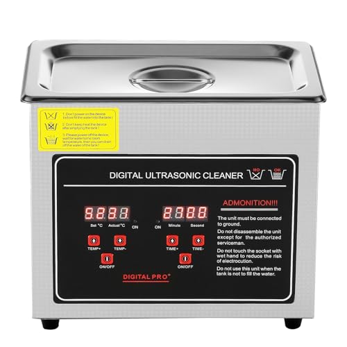 Happybuy 3L Ultrasonic Cleaner, Stainless Steel Heated Jewelry Cleaning Machine with Digital Timer for Glasses, Watches, Rings, and Small Parts