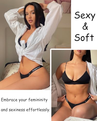 Image of FINETOO Womens Underwear Cotton High Cut String Bikini Panties Low Rise Hipster Ladies Sexy Cheeky Underwear 6 Pack