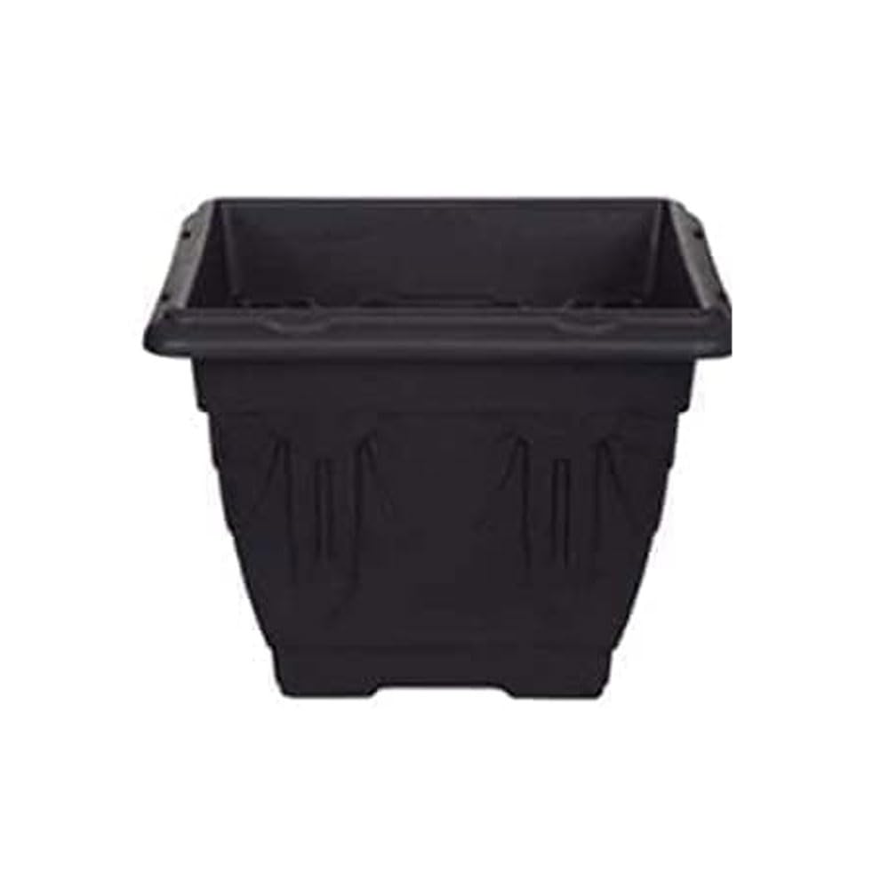 shopior Square Planters for Indoor & Outdoor Spaces| 38cm Large Plastic Garden Flowers, Herbs, and Decorative Plant Pots- Patio or Home Decor | Durable Garden Planters for Flowers & Plants (1, Black)
