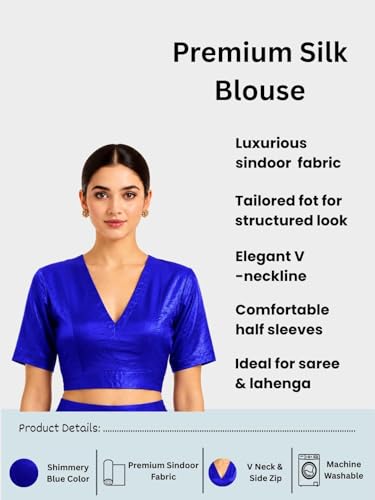 Image of Thevasa Women's Everyday Divine Depth V Neck Half Sleeves Blouse