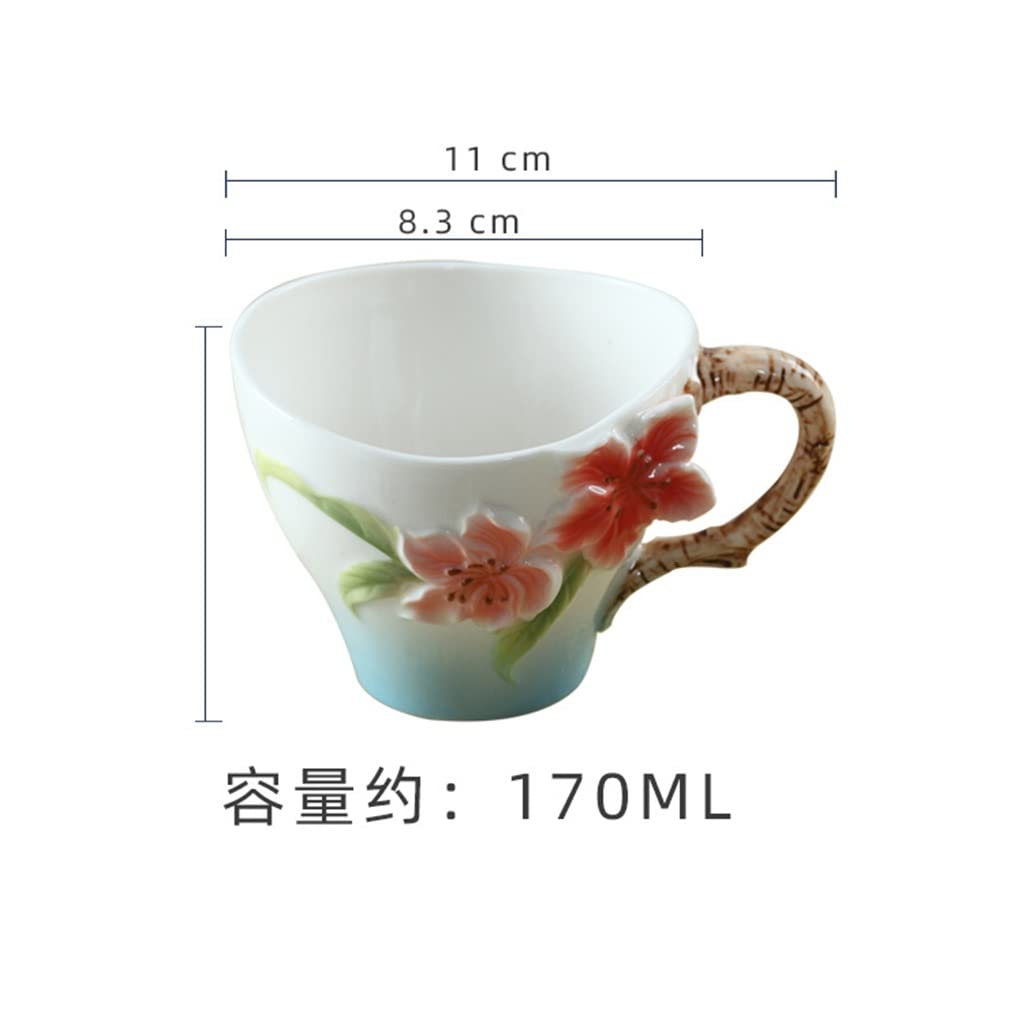Tazza da caffè Set Tazza da caffè con piattino in Ceramica Smaltata Dipinta a Mano per tè pomeridiano Set da tè per Ragazza Tazza a Cuore (A Come da Esposizione)