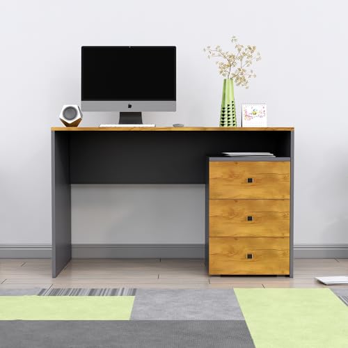 Image of Bniture Wooden Study Table for Home with Bottom Storage | Engineered Wood Study Table with Book Shelf | Multi Purpose Computer Desk for Writing | Laptop Table for Office & Home | Slate Grey