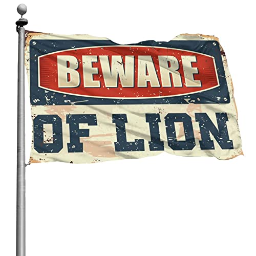 Drapeau Beware Of Lion 152 x 244 cm, textile de décoration murale premium