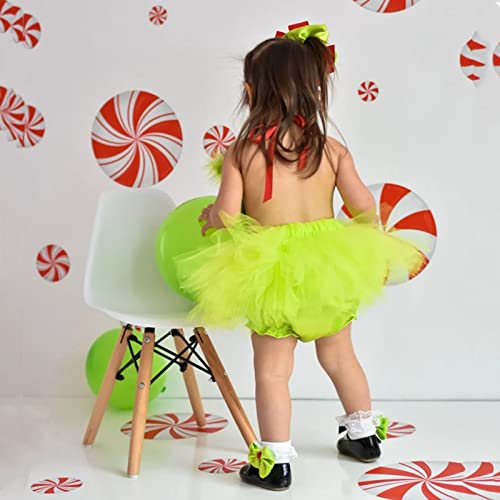 Macacão de lã de Natal para bebês recém-nascidos meninas fantasia de festa de lantejoulas verde saia