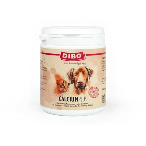 DIBO Calcium Plus, 800g-Dose, Futterergänzung als gesunde, natürliche, artgerechte Ernährung für Hunde und Katzen, Hundefutter, Barf, B.A.R.F. Pulver